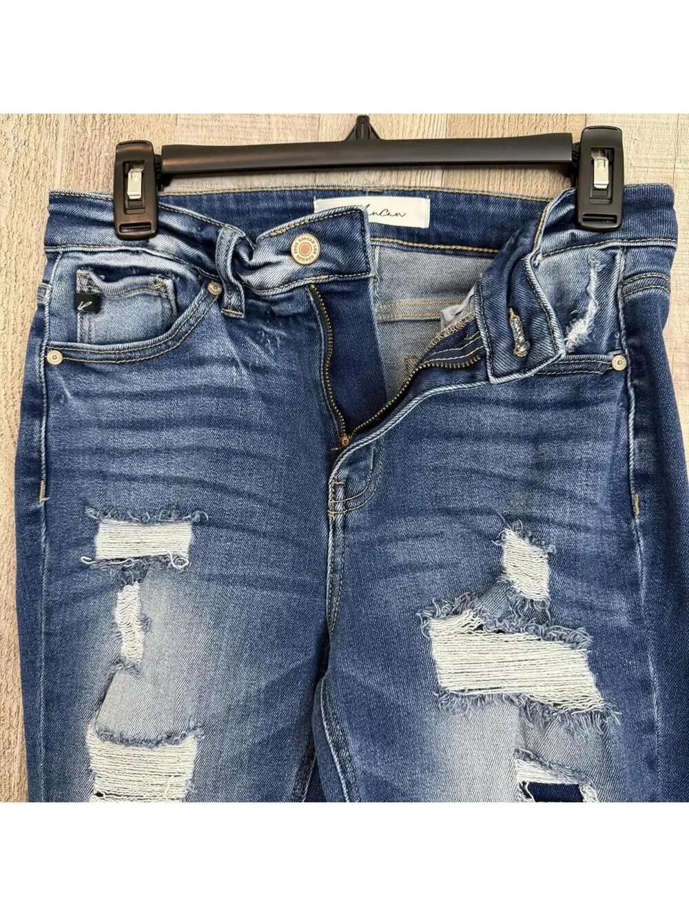 KanCan Women's 7 27 Distressed Skinny Jeans Dark Wash - Picture 7 of 15